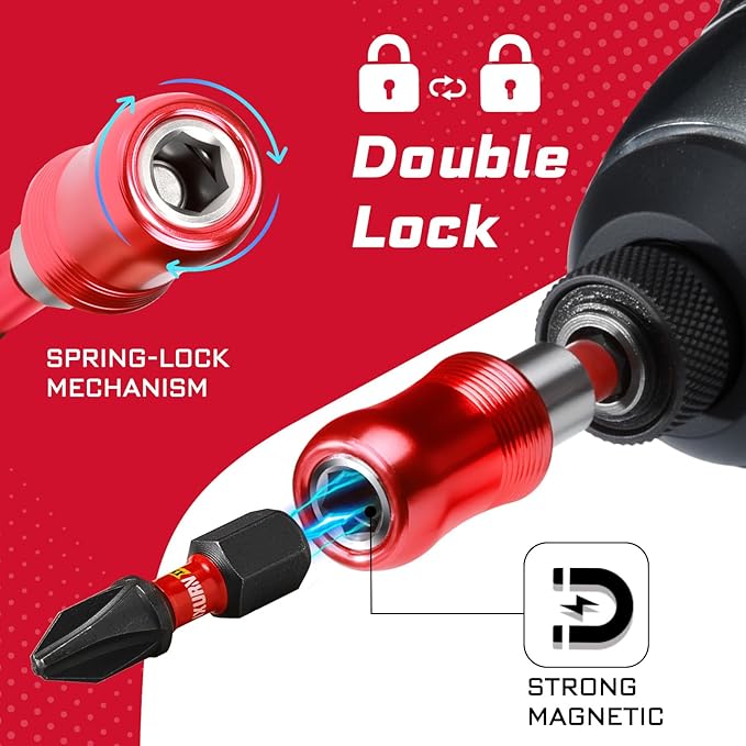 4??Impact Screwdriver Bit Holders, 8PC Magnetic Extension Quick-Change Socket Drill Bit Holder Cr-V SteelHex Shank Quick Release Drill Bit Guide