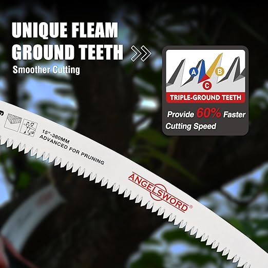 ANGELSWORD 12 Inch(2 Pack)& 15 inch(3 Pack) Arc Edge Reciprocating Saw Blade, 6TPI Wood Pruning Saw Blades for Tree Trimming, Wood Cutting