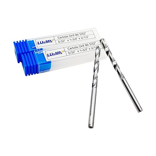 5/32" Solid Carbide Jobber Drill Bits with Straight Shank and 118째 Point Angle, Made from Tungsten Carbide Material,2-Pieces