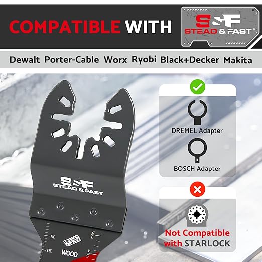 S&F STEAD & FAST Oscillating Tool Blade Carbide, Multitool Blades Industrial-Strength, Universal Fit for Quick Release, Oscillating Saw Blades for Hard Metal, Nails, Screws, Bolts, 4-Pack