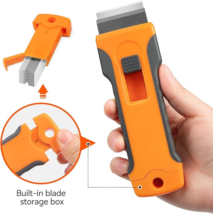 WRAPXPERT Razor Blade Scraper, Razor Scraper Tool with 30pcs Extra Blades for Glass, Window Scraper, Glass Scraper, Blade Razor Retractable for Removing Glue, Paint, Stickers, Labels