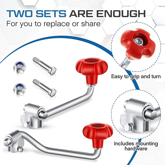 2 Set Trailer Jack Handles Replacement Crank Accessories Fits Most Trailer Jacks, Comes with Bolt Nut Spacers, Top Wind Jack Handle Red and Black (Red)