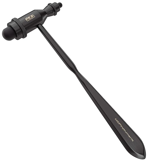 MDF Instruments, Tromner Neurological Reflex Hammer with Pointed Tip Handle for Cutaneous and Superficial Responses - Free-Parts-for-Life (MDF555) (All Black (Blackout))