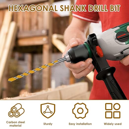21 PCS Concrete Drill Bit Set 5/32"-3/8" Masonry Drill Bits Set 5 Sizes Carbide Drill Bits Carbide 1/4 Hex Shank for Glass/Brick/Plastic/Cement/Tile (3 Set)