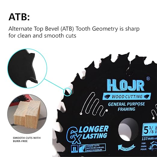 10-Pack 7-1/4 Inch 24-Tooth 5/8" Arbor Woodworking Circular Saw Blade,Framing/General Purpose Wood Cutting Saw Blade,with Non-Stick Coating - TF, 7-1/4" 24T 5/8"