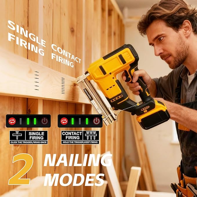 2 in 1 Electric Brad Nailer Compatible with DeWalt 20V Battery(Tool Only), 18 Gauge Cordless Battery Powered Nail Gun/Staple Gun with 1000 Nails &1000 Staples, for Home Improvement, DIY Woodworking