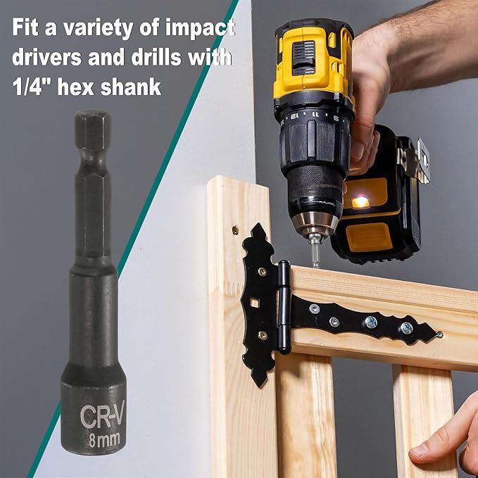 uxcell 2Pcs 1/4" Hex Shank 8mm Magnetic Hex Socket 65mm Length, CR-V Steel Quick-Release Impact Driver Socket Wrench Screw for Impact Drill Power Nut Setter