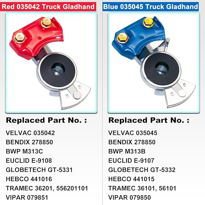 Universal Glad Hands for Semi Trailers, Airline Brake Gladhands for Tractor Trailer, with Extra 2pcs Replaced Glad Hand Seals