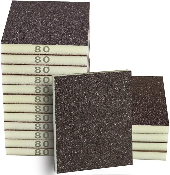 16PCS 80 Grits Sanding Sponge Coarse Sanding Block, Washable and Reusable Wet Dry Sandpaper Sponge竊?Sander Sponges for Wood Drywall Metal Wood