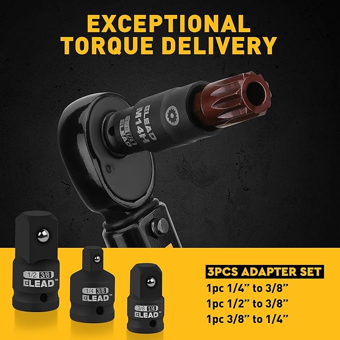 13-Piece XZN Triple Square Spline Bit Impact Socket Set - Premium S2 Steel European Style M4 - M18 with Socket Adapters, 1/4?? 3/8??and 1/2??Drive | Professional Mechanic Garage Tools