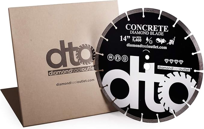 Premium Diamond Segmented Saw Blade for Concrete, Block, Brick, Masonry, 1-Inch Arbor, Wet or Dry Cutting, Made in USA (14" x .125" x 1"-20mm arbor)