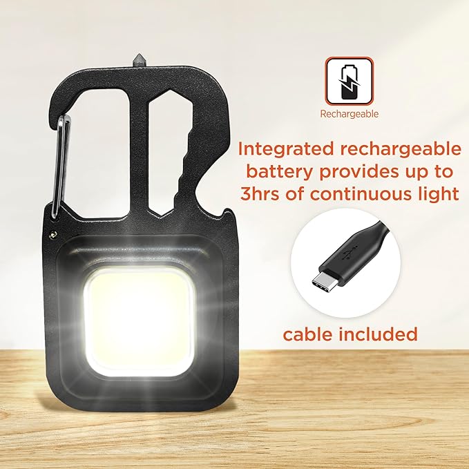 BLACK+DECKER Multi-Tool Flashlight 2-Pack, 500LM Carabiner USB Rechargeable Multitool with Wrench, Screwdrivers, Bottle Opener, Glass Breaker, Magnetic, Stand, IP44 Weather-Resistant, 7 Light Modes