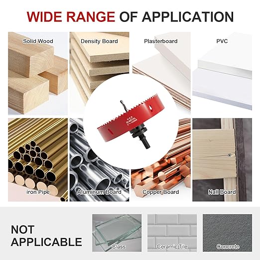 6" (152mm) Bi-Metal M42 High Speed Steel Hole Saw with Pilot Drill Bit, Smooth Cutting Edge for PVC, Drywall, Wood, Plastic, Gypsum Board, Rubber, Thin Metal