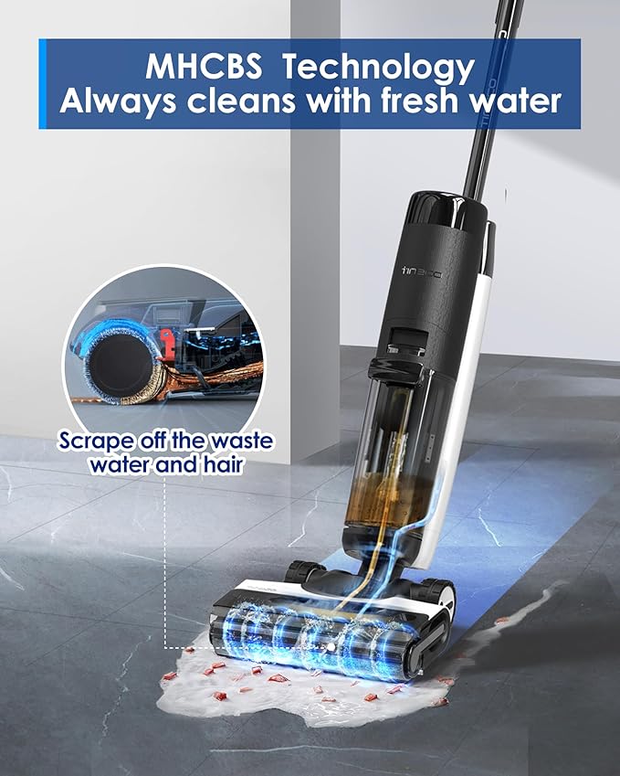 Tineco Floor ONE S7 FlashDry Smart Cordless Wet Dry Vacuum Cleaner, Long Runtime, Great for Sticky Messes, Self-Cleaning, 158?덳ot Air FlashDrying, Dual-Sided Edge Cleaning, Extended Battery Lifespan
