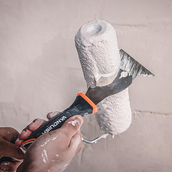 VANQUISH 10 In 1 Stainless Steel Putty Knife Paint Scraper with Soft Grip Handle and Metal Hammer End, Painters Knife, Paint Scraper for Painting, Metal Scraper, Spackle Tool etc 3589