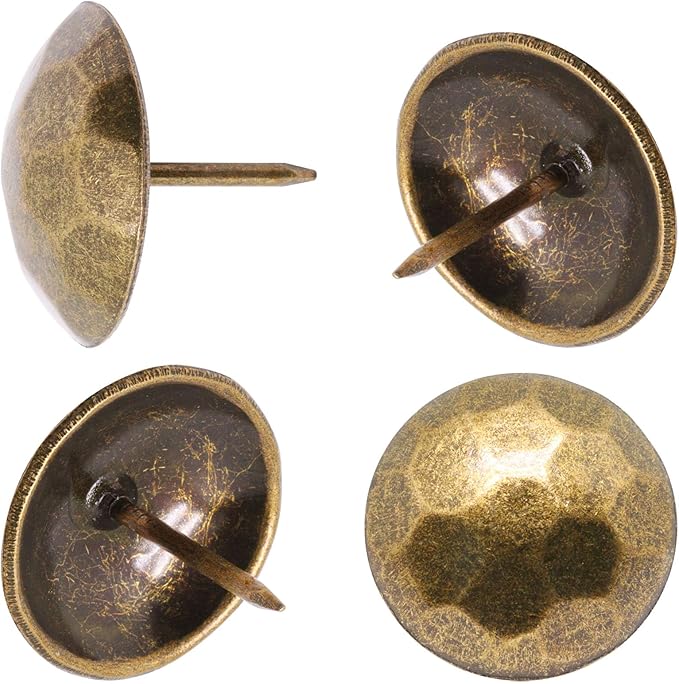 YuGtcen 50pcs Big Upholstery Tacks, Decorative Nails Thumb Tacks Metal Upholstery Nails for Wood Upholstery Pins Vintage Furniture Tacks (25x23mm, Bronze)