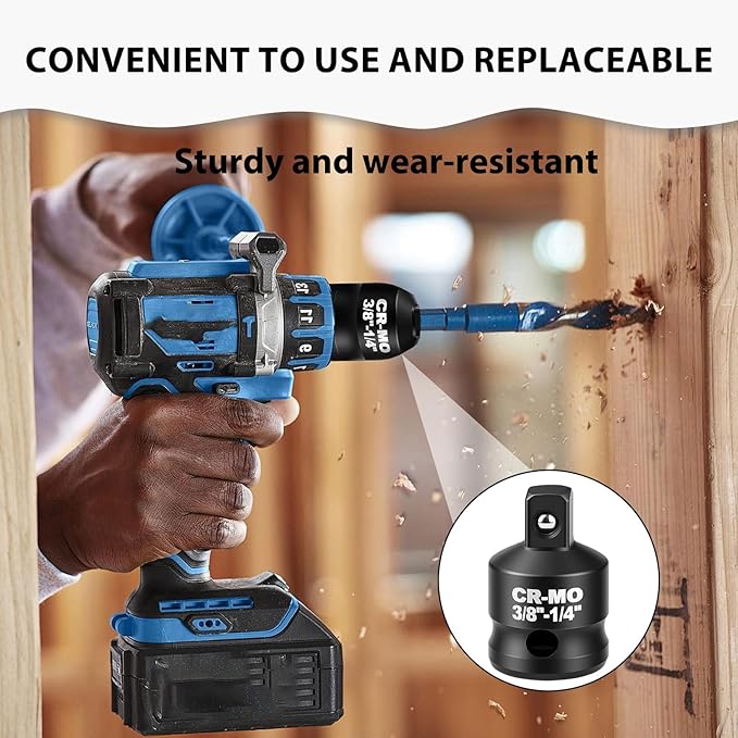2 Piece 3/8?쒯 To 1/4?쒶 Impact Socket Adapter, Impact Socket Reducer Square Driver & Wrench Conversion Kit for Impact Driver Wrench Ratchet Use
