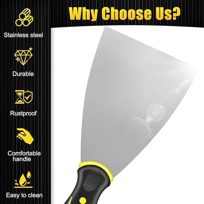 4 Pack Putty Knife - 2" Putty Knives Set Paint Scraper Tool Stainless Steel Spackle Knife No-rust Metal Wallpaper Scraper for Drywall Repair, Wallpaper Removal and Plaster Scraping