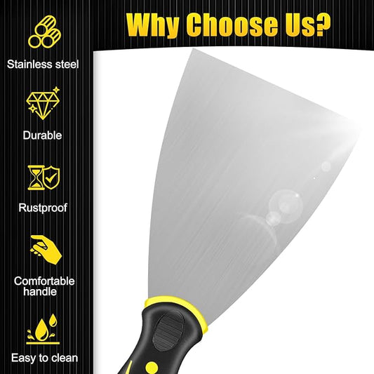 4 Pack Putty Knife - 2" Putty Knives Set Paint Scraper Tool Stainless Steel Spackle Knife No-rust Metal Wallpaper Scraper for Drywall Repair, Wallpaper Removal and Plaster Scraping