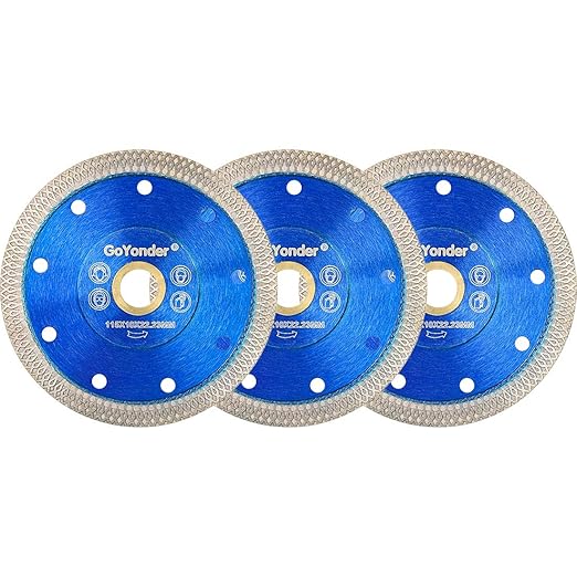 GoYonder 4.5 Inch Super Thin Diamond Saw Blade for Cutting Porcelain Tiles,Granite Marble Ceramics (4.5?쏝lue-3PCS)