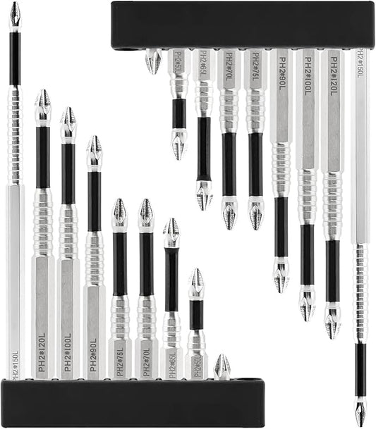 Upgrade High Magnetic Screwdriver Drill Bit Set, 2 Set Impact Resistant Non Slip Magnetic Durability Anti-Shock Impact Driver Bit Set - 25 50 65 70 75 90 100 120 150mm