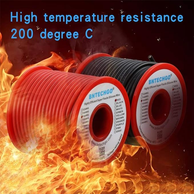 BNTECHGO 16 Gauge Silicone Wire Spool red 50 feet and Black 50 feet Flexible 16 AWG Stranded Tinned Copper Wire