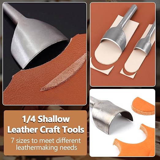 Murtenze 7 Pieces Leather Craft Tools, Half-Round Punch Arc-Shaped Cutter Punch Strap Belt, Wallet Bag DIY Handwork for Crafting/DIY Enthusiasts