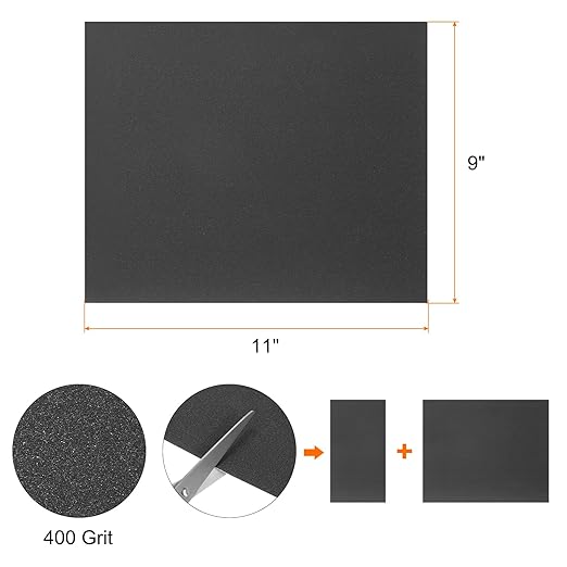 HARFINGTON 15pcs Sandpaper 400 Grit 9 x 11 Inch A-Weight Backing Silicon Carbide Abrasive Wet Dry Sanding Sheets for Wood Finishing, Metal Sanding, Automotive Polishing