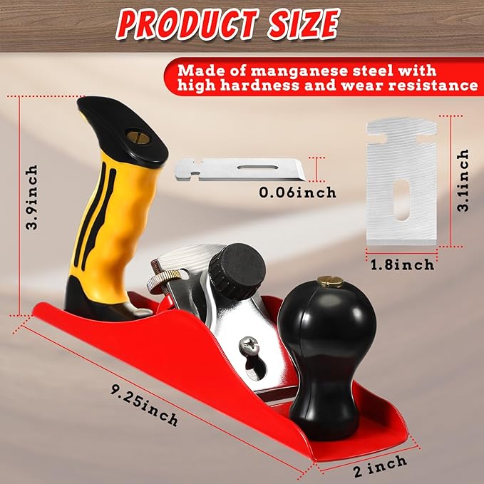 Hand Planer with 2 Inch Blade Adjustable Smoothing Wood Plane Universal Bench Plane for DIY Door Installation Woodworking Trimming