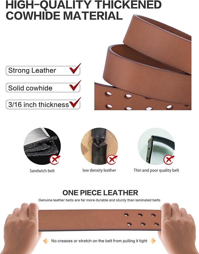 Thicken Full Grain Leather Mens Belt Heavy Duty Mens Work Belt Mens Belt High Hardness Buckle Packed In Gift Box