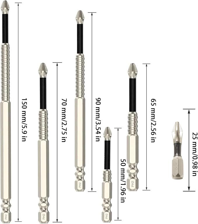 Screwdriver Bit Set, KEWAYO 6Pc Magfixer New K5 High-Magnetic Drill Set 1/4 Hex Shank for Impact Drill Driver