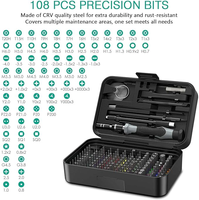 ORIA Precision Screwdriver Set, 132 in 1 Screwdrivers Kit with 108 Screwdrivers Bits, Upgraded Repair Tool Kit, Color Coded Screwdriver Set with Extension Rod for Phone,Eyeglass, Watch