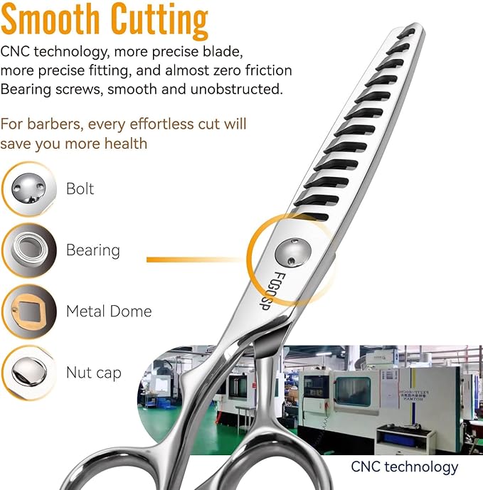 Left Handed Hair Thinning Scissors 6??Professional Barber Scissor Japan VG10 CNC Ultra-Precise Cuts Sharp Blades 12 Teeth Thinner Hair Shears for Women & Men with Thick Hair 40% Thinning Rate