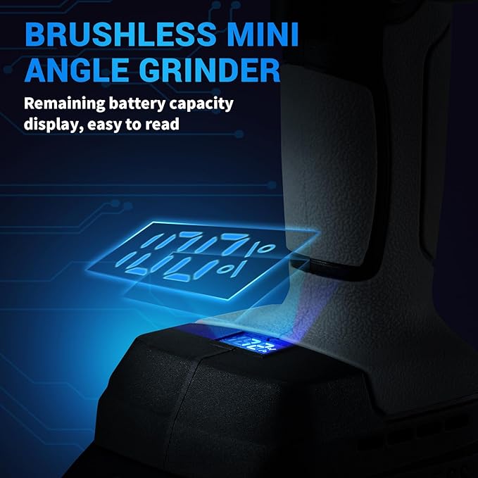 Brushless Angle Grinder, Cordless Mini Angle Grinder Brushed with 2pcs 16.8V 2000mAh Battery 5-Cutting Discs, Power Angle Grinder for Wood Metal Stone Concrete