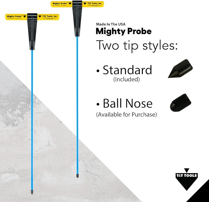 T&T Tools 66-Inch Mighty Probe Insulated Metal Soil Probe ??3/8" Metal Round Rod, Heavy Duty Design for Easy Penetration & Withdrawal, Soil Testing & Landscaping Tools, T-Handle, USA-Made-6 Pack