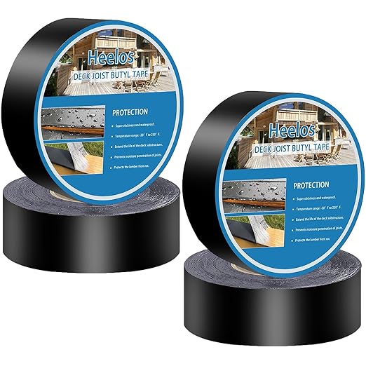Deck Joist Tape 2''횞50',4 Pack Weather-Resistant Joist Tape for Decking,Waterproof Seal Antiseptic Butyl Decking Tape,Self-Adhesive Flashing JoistsTape for Wood Decks Beams Roof