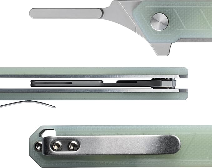 G046 Mecha Mini Slim Folding Scalpel with 5pcs #24 and 5pcs #60 G13 Handle with Liner Lock, Utility EDC Pocket Knife with Back Clip（Jade Color）