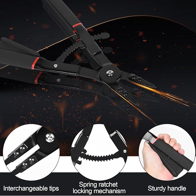 Snap Ring Pliers Set Heavy Duty - 2 PCS Large Heavy Duty Snap Ring Circlip Pliers 竊?6" Internal External Circlip Pliers Set with 45째 90째 Tips