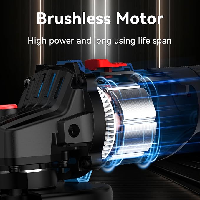 NANWEI 4-1/2" Angle Grinder Tool Cordless Brushless,3 Variable Speed Angle Grinder Compatible With Makita 18V Battery竊똌ax 9800rmp竊?Pcs Cutting Discs For Cutting Grinding Polishing (5" - Tool Only)