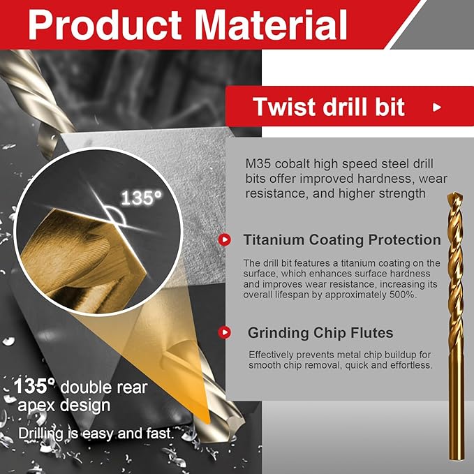 M4 x 0.7 Spiral Point Thread Tap and 3.3mm Twist Drill Bit Set, HSS 6542 and M35 Cobalt Machine Screw Threading Tool for Stainless Steel and Hard Metal Processing