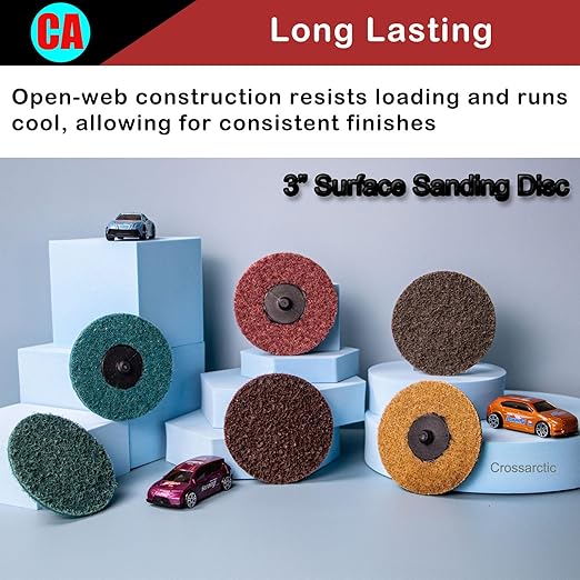 31Pcs 3" Surface Conditioning Disc, Quick Change Sanding Discs with 1/4" Shank Holder for Die Grinder Prep Strip Grind Polish Finish Burr Rust Paint Removal