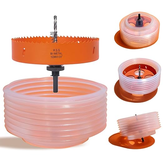 6-3/8 Hole Saw for Recessed Lights, 6.3 Inch Hole Cutter with Dust Bowl Catcher for Led Recessed Lighting 6 Inch and Wood Metal Drywall, Bi-Metal Construction