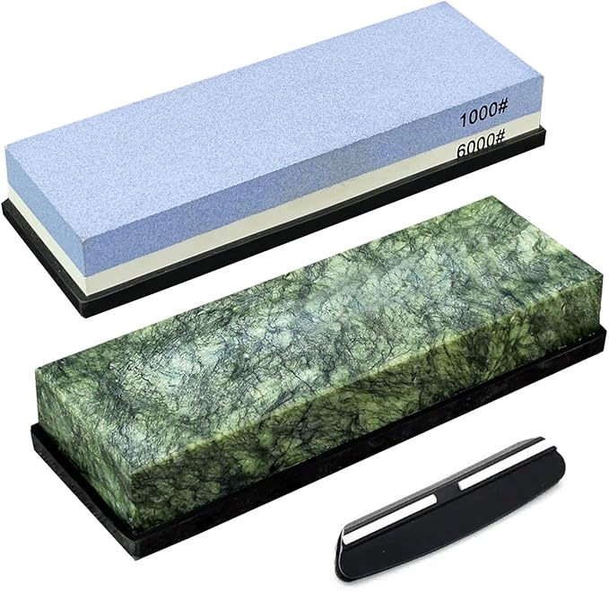 Knife Sharpening Stone Set ??Dual Grit Whetstone 1000/6000 10000,Angle Guide
