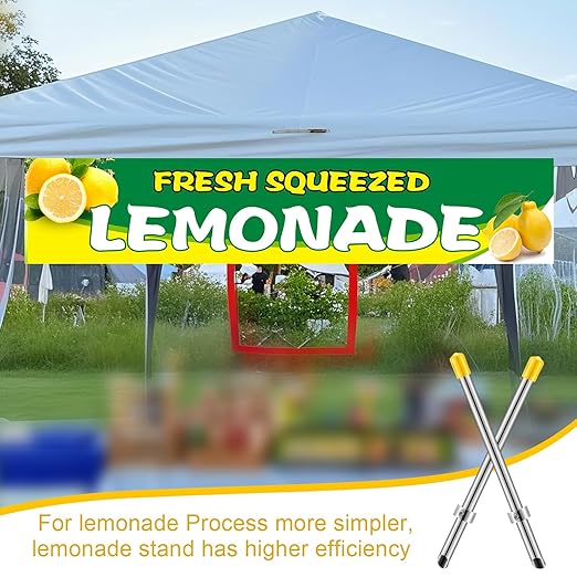 Lasnten 2 Pack Straw Puncher for Plastic Lids Lemonade Cups, Stainless Steel Straw Hole Puncher Punching Tools for Cafe Drinks Deli Container Squeezed Fresh Lemonade Stand Supplies (8.7 Inch,Yellow)