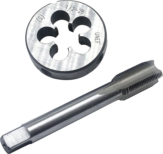 ZOUZMIN 1/2"-28 UNEF Tap and Die Set, UNEF Machine Thread Tap and UNEF Round Thread Die Right Hand