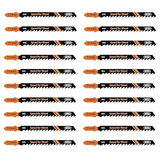 20PCS T Shank Jigsaw Blades Set - BGTEC HCS(SK5) Jig Saw Blades for Wood, Plastic Cutting(T144D)