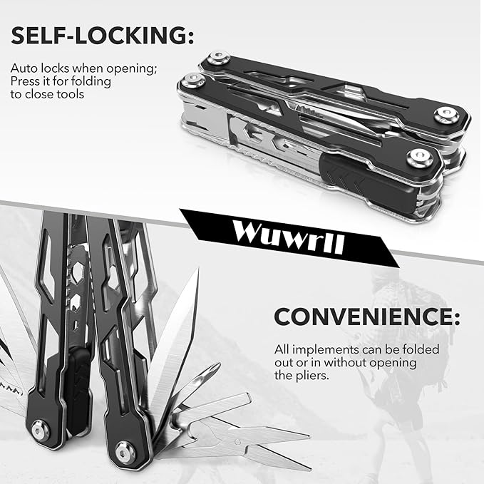 Multitool with Safety Locking,16-in-1 Multi Tool Stainless Steel Pocket Knife Set with Pliers, Upgrade Camping Tool Gifts for Men,for Survival, Camping, Hiking, Outdoor 2 Pcs