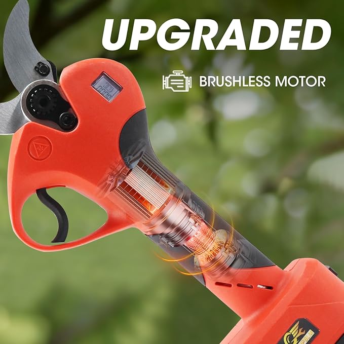 Electric Pruning Shears竊? inches (50mm) Cutting Diameter竊똂ordless Pruning Shears with LCD Display竊?pcs 3000mAh Rechargeable Lithium Battery, 2pcs Upgraded SK5 blades