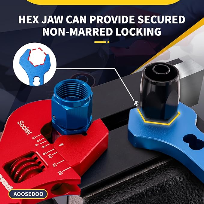 Adjustable AN Fittings Wrench AN Wrench for Hose Fitting Adapters AN Fitting Tool 3AN-16AN Lightweight Aluminum Red. With a Double Hose End Fitting Wrench 6AN Socket-AN8 B-nut Blue