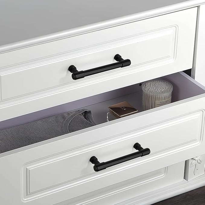 khtumeware 6 Pack 3-3/4 Inch(96mm) Matte Black Cabinet Pulls Kitchen Cabinet Hardware for Cupboard Drawer Handles Dresser Pulls